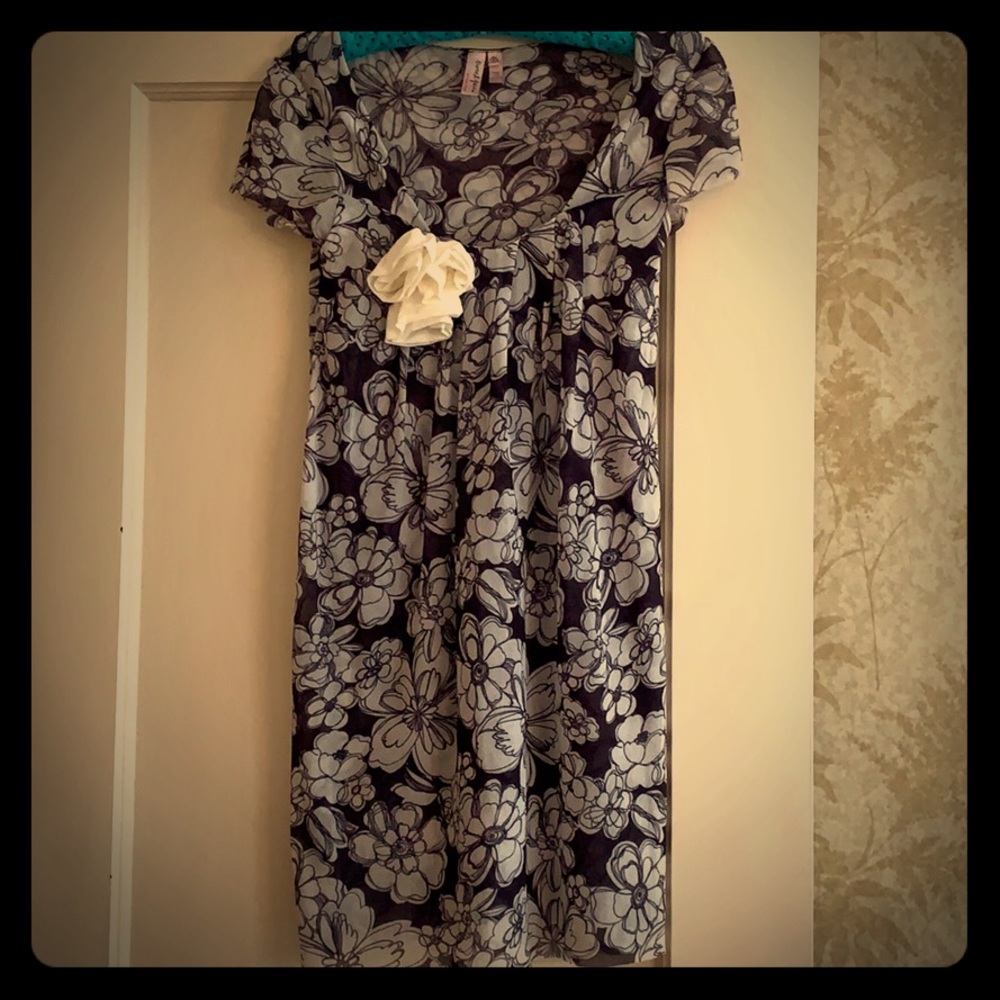 Tunic/Mini-dress black and white floral